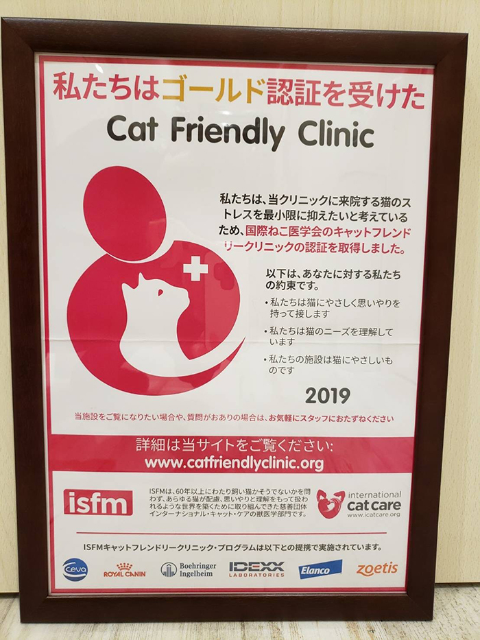 ネコに優しい動物病院であるために「キャットフレンドリークリニック」の最上位、ゴールド認定を取得。ネコちゃん専用の入口と待合室、診察室を用意しています（あざみ野どうぶつ医療センター：神奈川県横浜市青葉区美しが丘）