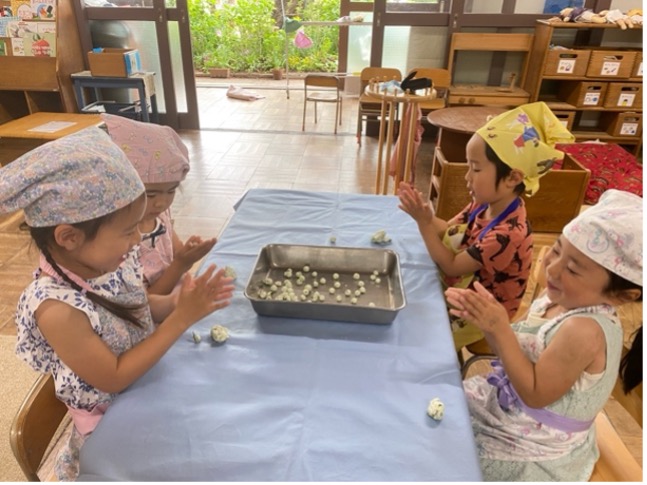 横浜市青葉区にあるかえで幼稚園の食育の時間