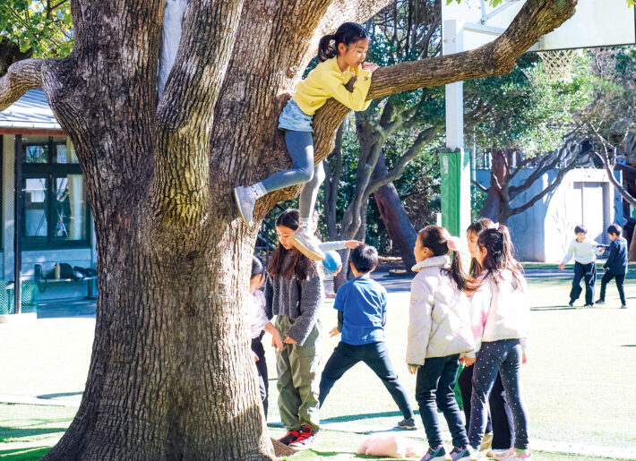 東京都世田谷区にある成城学園初等学校。昼休みの様子。